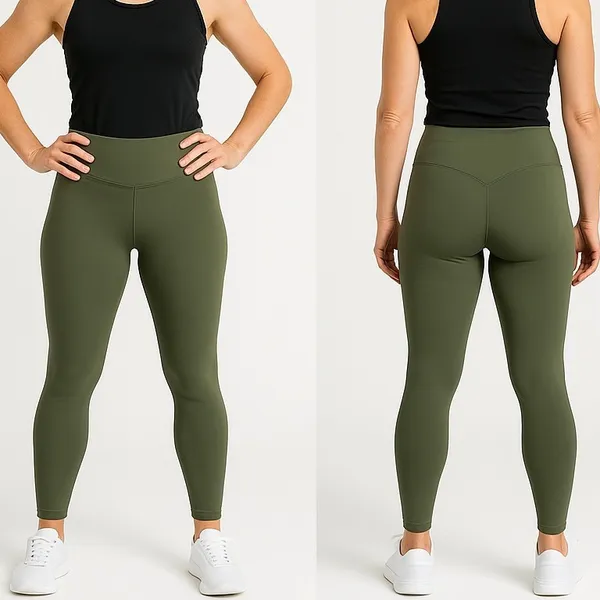 K. By Kendra Scott Activewear High‎ Rise Lustrous Leggings Olive Green Size L - Image 2