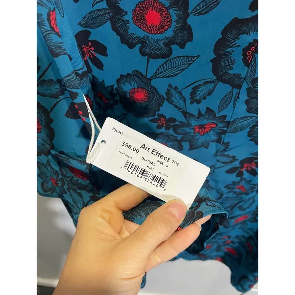 Hashttag in Trend Floral Shift Dress Womens S Teal Blue Ruffle‎ Bell Sleeve Mini - Image 5