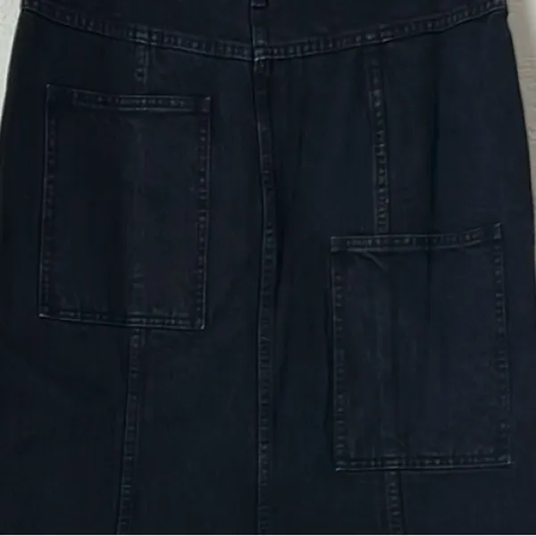 Tibi Size 29 Black Low Rise Denim Jean Midi Skirt with Front Slit - Image 5