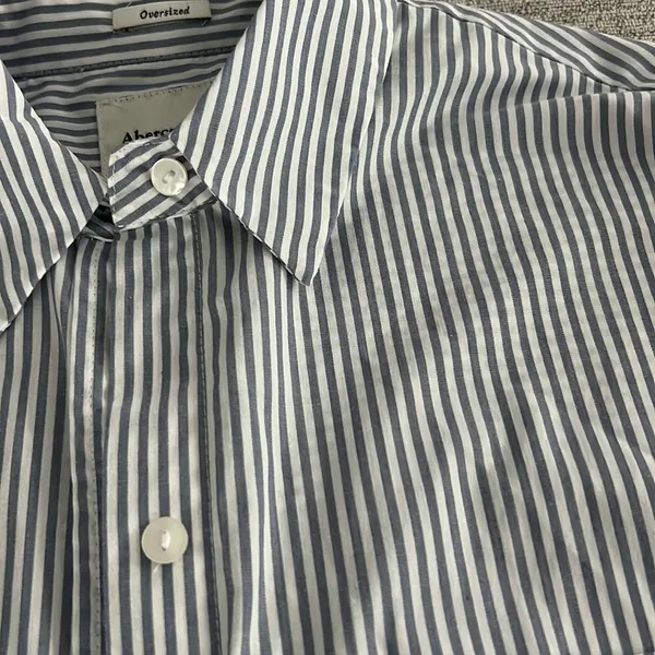 Abercrombie & Fitch Blue Striped Button Down Shirt - Image 4