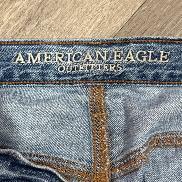 American Eagle Jeans Women 10 Vintage High Rise Slim Distressed Patch Straight‎ - Image 8