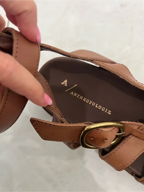 Anthropologie Brown Double Buckle Gladiator Sandals Size 36 EU - Image 4
