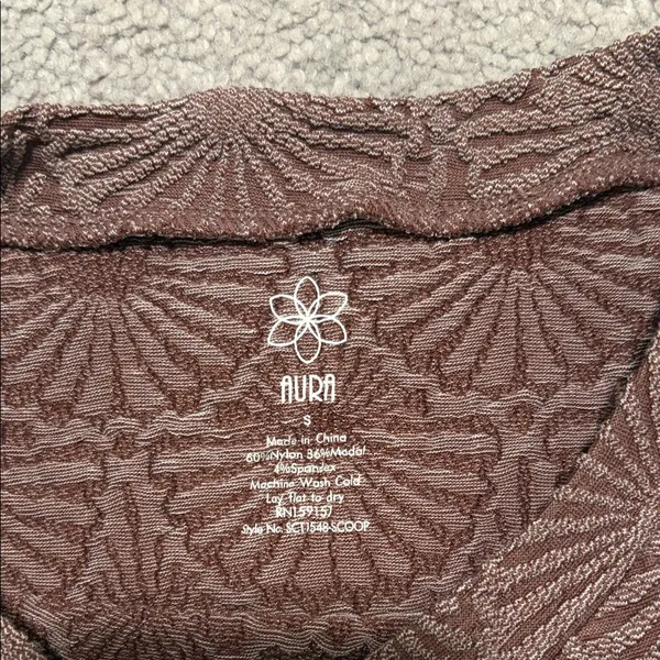 Aura Scallop-Pattern Knit Top in Brown - Image 2