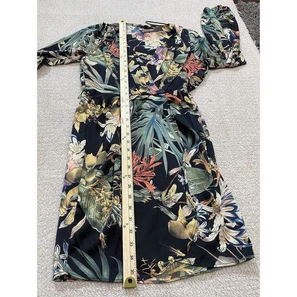 Miss Avenue Long Sleeve Black Floral Printed High Low Dress Size Medium Romantic - Image 10