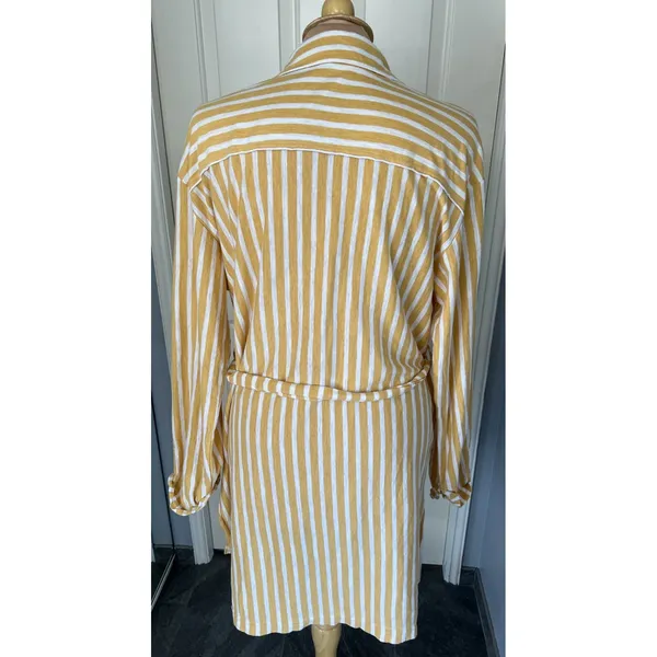 Free People Beach Women's Striped Shirt Dress Size Small Belted Yellow White‎ - Image 5
