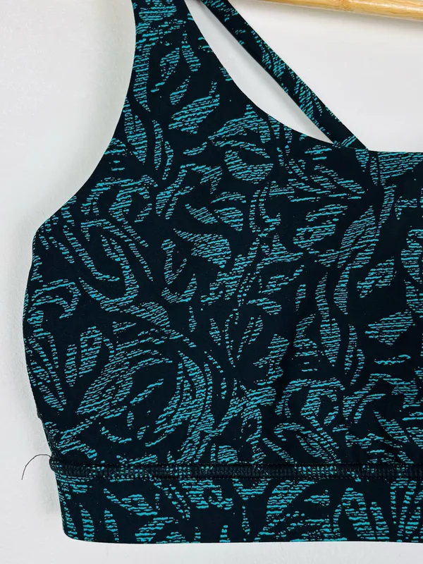 Lululemon Free To Be Strappy Sports Bra Black Teal Floral Abstract Print Size 10 - Image 2