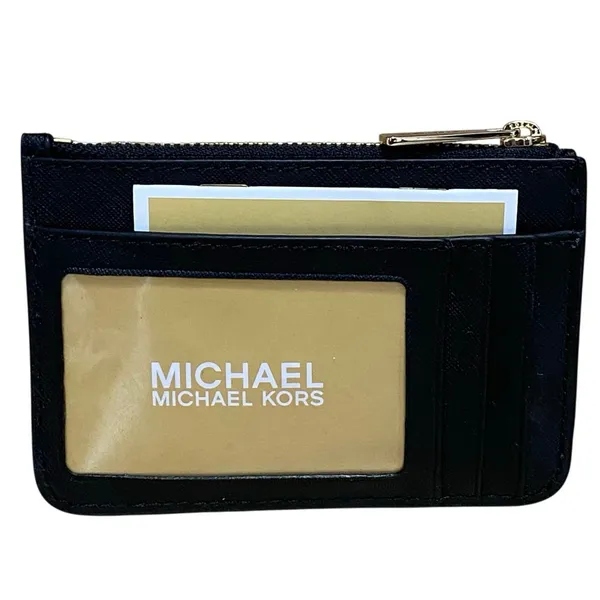 NEW Michael Kors Jet Set Travel Black Zip Card Coin Purse Pouch Wallet OS - Image 3