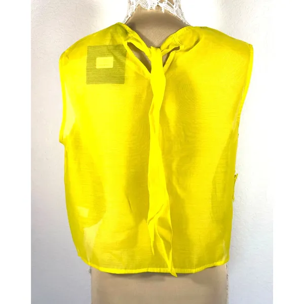Marc New York Chartreuse 3D Floral Lace Crop Top M Tie Back Party Statement NWT - Image 9