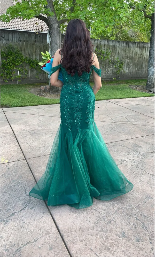 Emerald Green Pageant Prom Gown - Image 2