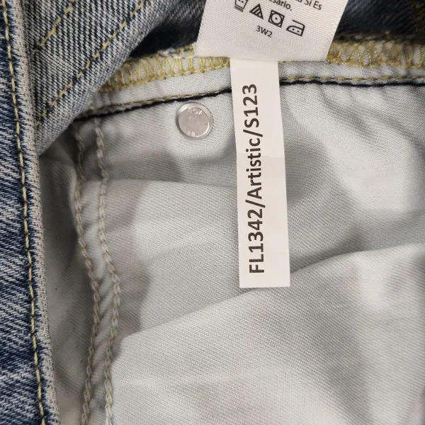 Free Assembly Jeans Womens 12 (33x30) Super High Rise Straight Patchwork Raw Hem - Image 8