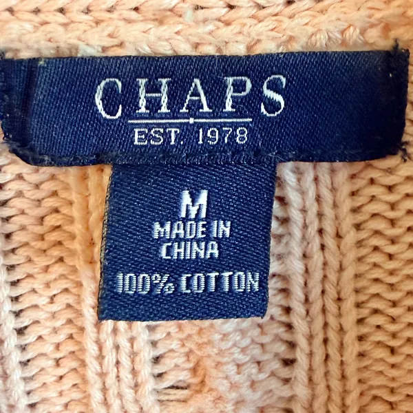 Chaps Light Pink Cable Knit Shawl Collar Toggle Cardigan Sweater Size M - Image 3