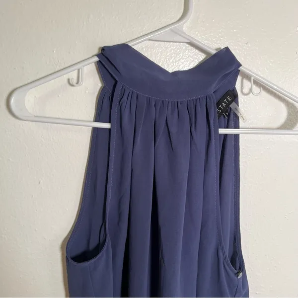 1.State‎ Women's Size Small Sleeveless High Neck Blouse Chiffon Deep Cobalt Blue - Image 3