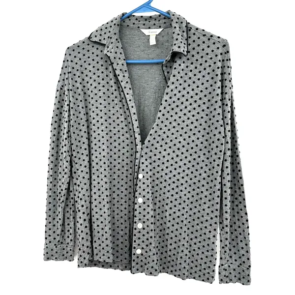 Soma size XS gray black‎ polka dot button up pajama set long sleeve pants - Image 2