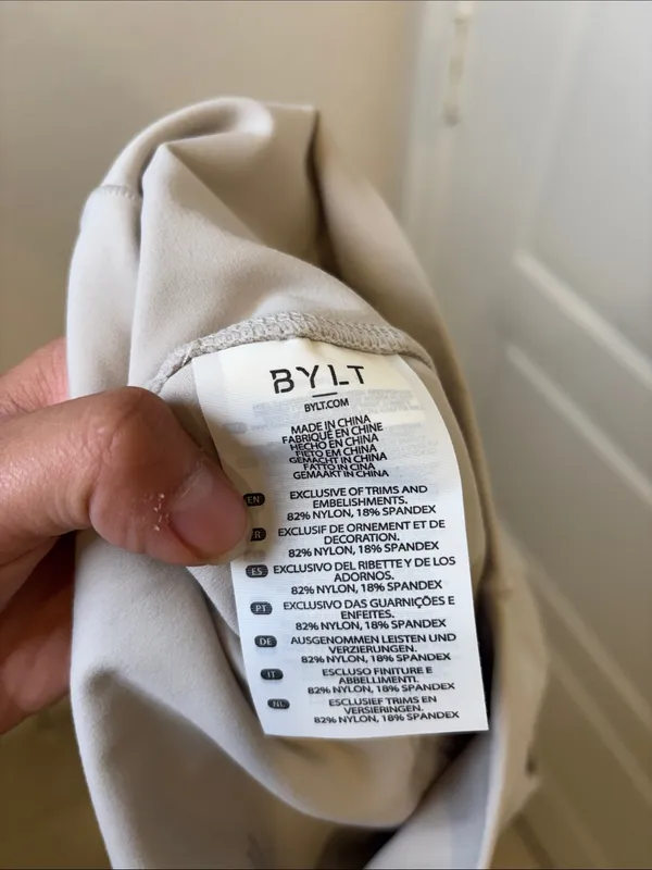 BYLT Women’s High Rise Pocket Biker Shorts Beige XS - Image 5
