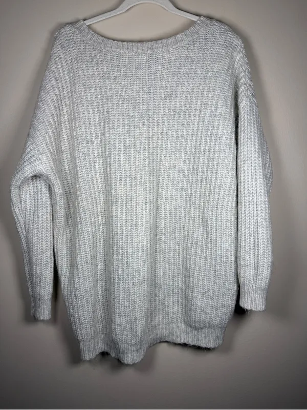 Aerie • Lace Up Oversized Knit Sweater Wool & Alpaca Blend Oatmeal Sz XL - Image 10