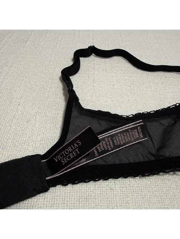 Victoria’s Secret 34C Push-up w/o Padding Lace Bra Black Dream Angels Unlined - Image 8
