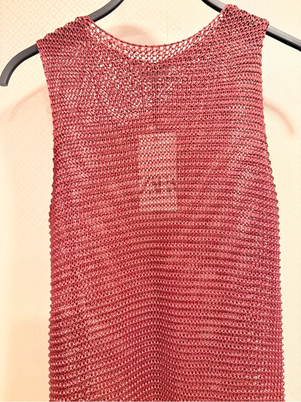 NWT Zara Sleeveless Textured Knit Maxi Beach Resort Dress in Deep Burgundy Sz S - Image 7