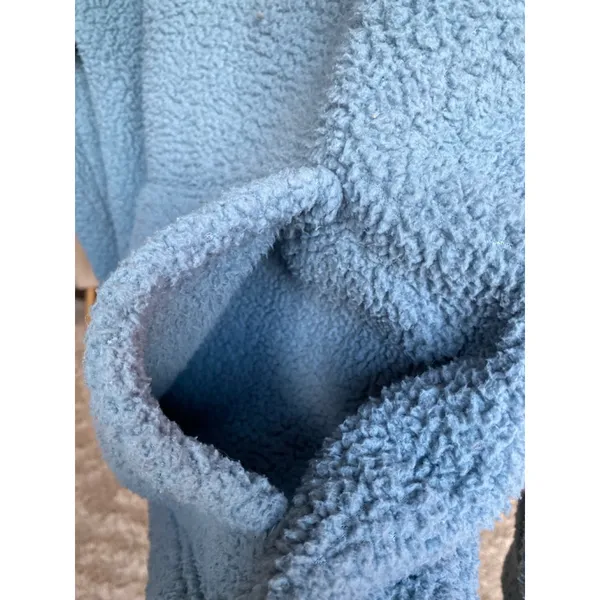 American Eagle‎ Sherpa Pullover 1/4 Zip Blue Cozy Soft Lounge Autumn Winter City - Image 8