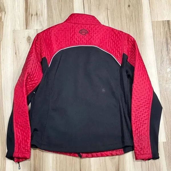 Harley Davidson Quilted Red Zip Up Motorcycle Jacket Women’s 1XL - Image 4