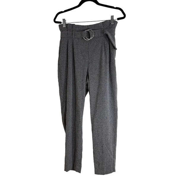 Express Gray Paperbag Waist Ankle Pants | High Rise Belted | Size 8 - Image 8