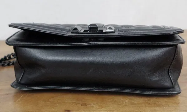 Rebecca Minkoff Black Quilted Leather Turnlock Closure Crossbody Purse - Image 11