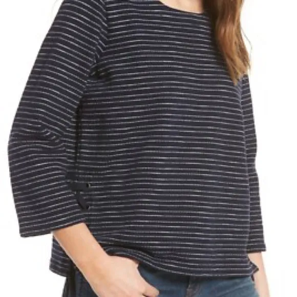 Madewell Striped Side-Lace Deep Navy and White Long sleeve Top - Image 4