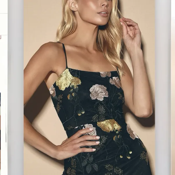 NWT Lulus Rue Colorful Floral Embroidered Sequin Bodycon Mini‎ Dress LARGE - Image 2