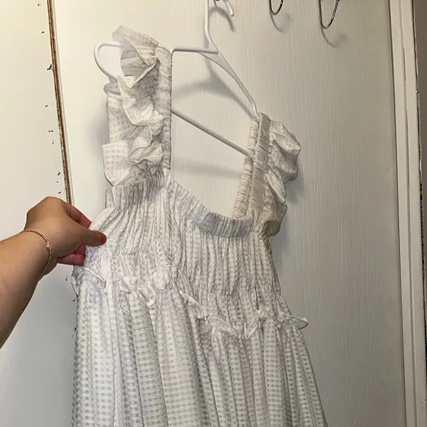 Mabel Dress White Ruffle Sleeve - Image 2