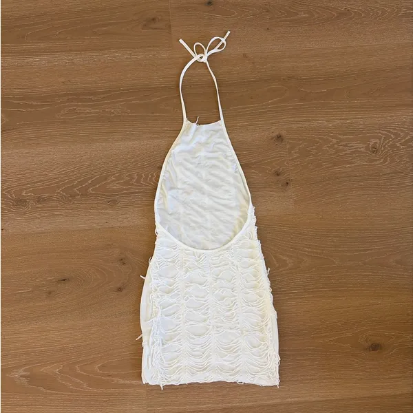 Shein Halter Tie Neck Backless Mini Dress Size S White - Image 2