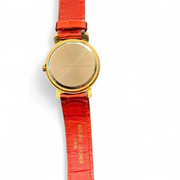 Michelle Louise‎ Women's Red Metallic Buckle Band Analog Watch Leather Hearts - Image 4