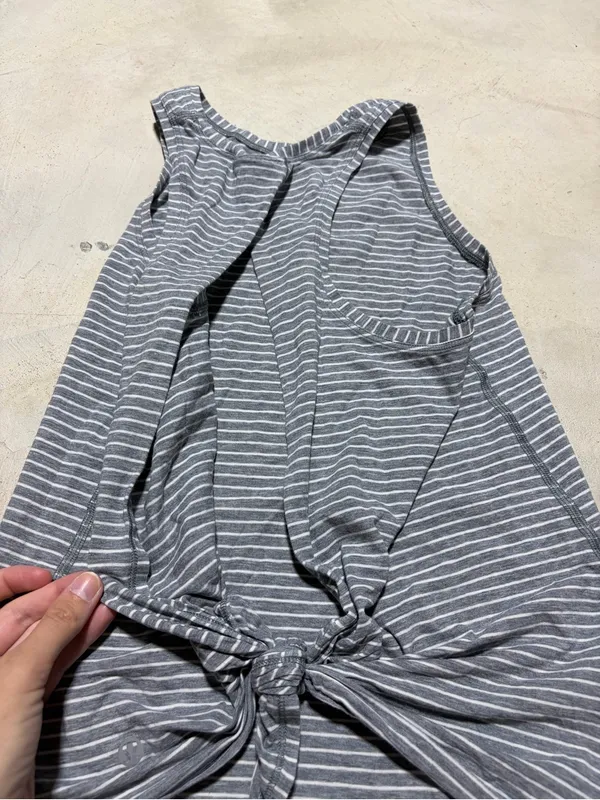 Lululemon Striped Gray & White knotted back tank top - Image 4