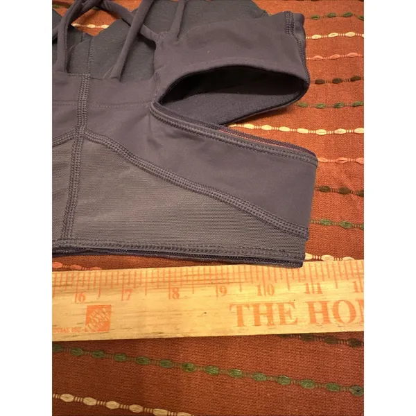 Lululemon Exquisite Strappy Cut-Out Long Bra Nightfall Plum Mesh Size 2 Cut Outs - Image 4