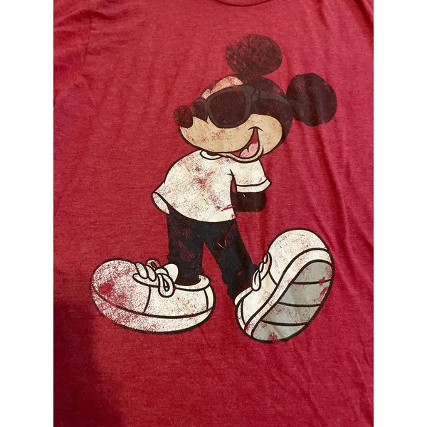 Disney Red Vintage Style Cool Guy Mickey Mouse Short Sleeve Shirt - Image 4