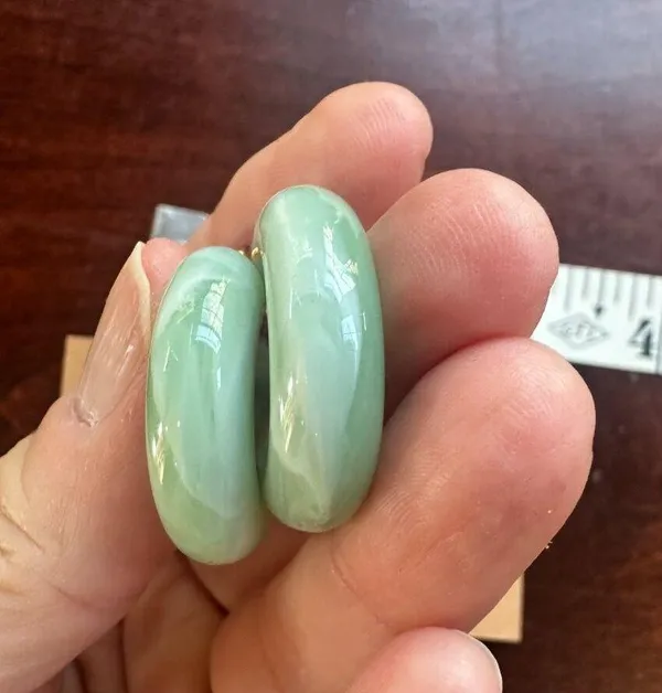 Plastic Jade Chunky Hoops Hoop Earrings Green - Image 5