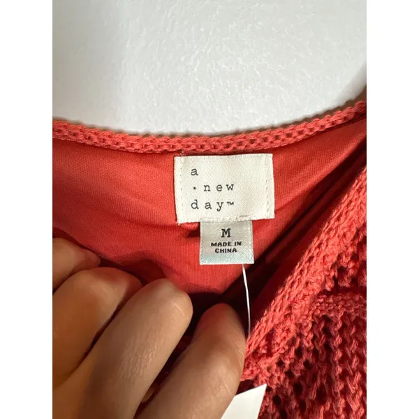 NWT A New Day Mini Crochet Shift Dress Rust Coral - Image 4