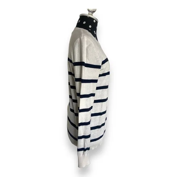 Old Navy Womens 100% Cotton Breton Stripe Sweater Cream Navy Long Sleeve‎ Size S - Image 6