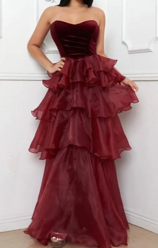 Symphony METALLIC MESH LAYERED RUFFLE MAXI DRESS - Image 2