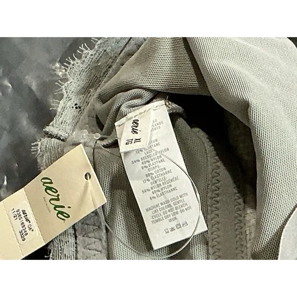 Aerie Ribbed Lace Trim Bralette Women's XL Gray Wireless Adjustable Straps NWT - Image 8