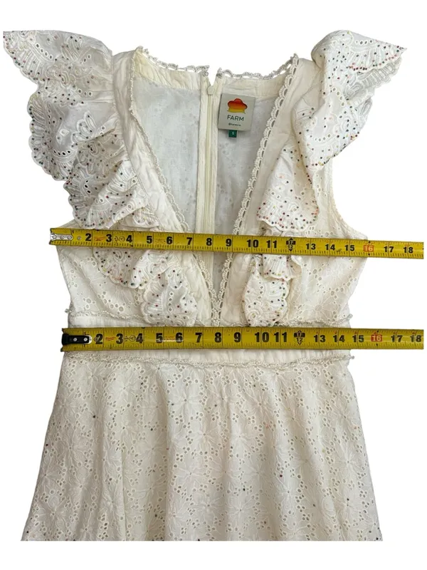 Farm Rio Cotton Beaded Eyelet Mini Dress Size small - Image 16