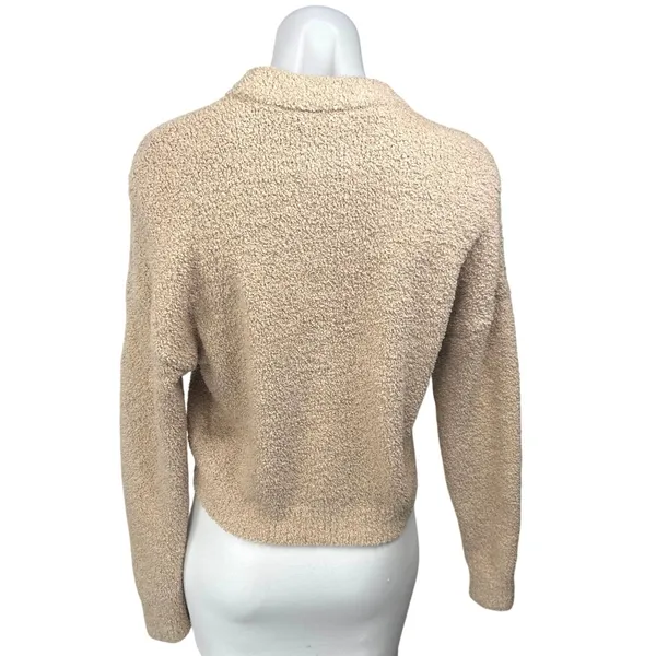 Abercrombie & Fitch Beige Long Sleeve Metallic Knit Mock Neck Sweater Top Size S - Image 2