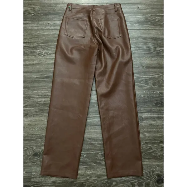Aritzia Wilfred Melina Faux Leather Cognac Pants Size 4 - Image 7