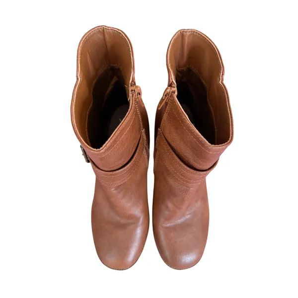 Yoki Brown Chunky Platform Ankle Boots Buckle Block Heel Size 8 - Image 9