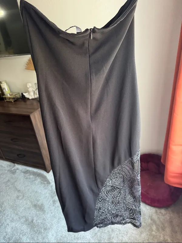 Lulus Rhosyn Black Crepe Embroidered Strapless Midi Dress - Image 6