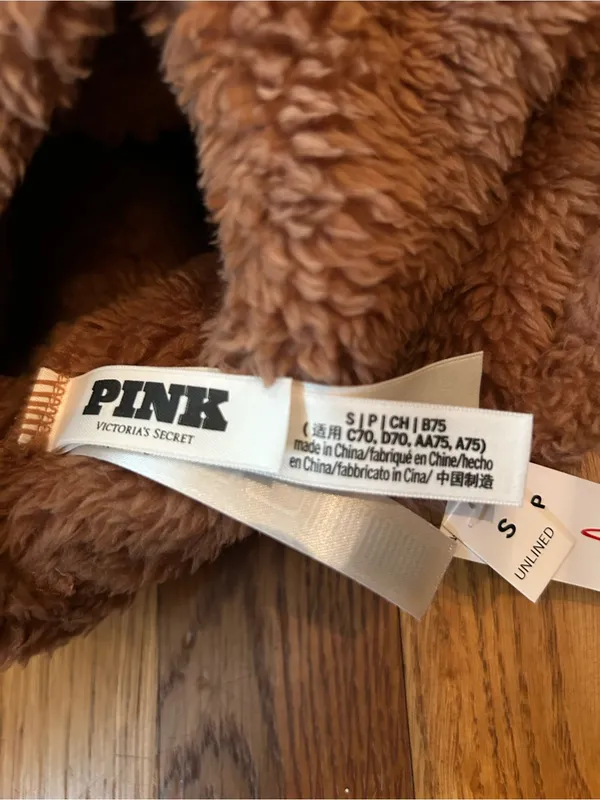 PINK Victoria's Secret Plush Sherpa Cropped Bralette in Brown - Image 3