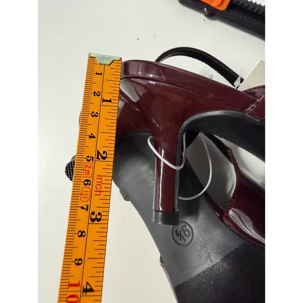 A New Day Burgundy Patent Rhinestone Fringe Pointed Toe Slingback Heels 9.5 - Image 7