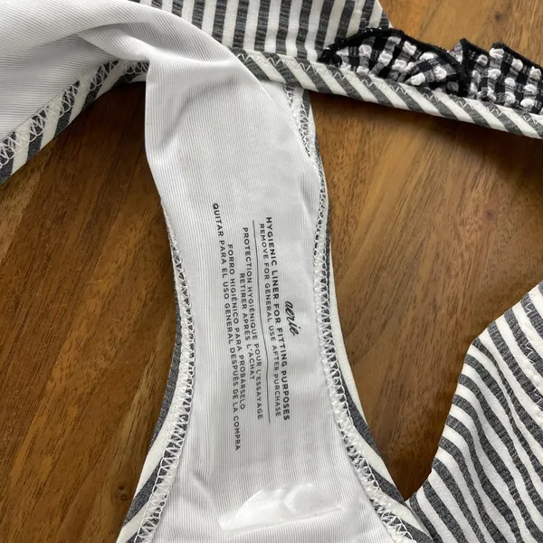 Aerie Bikini Bottom Women M Black White Stripe Gingham Ruffle Full Coverage NWT - Image 6