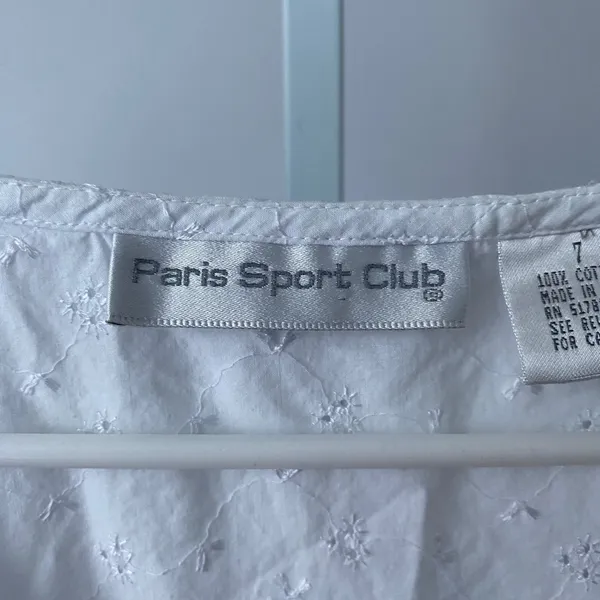 Paris Sport Club Cotton Boho Coastal Prairie Eyelet Button Midi Dress 7 White - Image 4