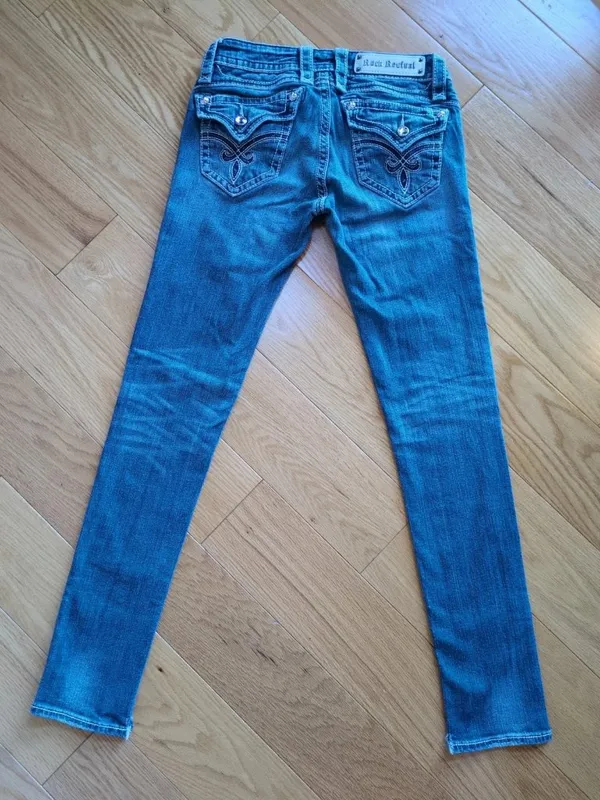 Rock Revival Jasmine Skinny Blue Jeans Womens Sz 26 (26x31) Stretch Rhinestone - Image 9