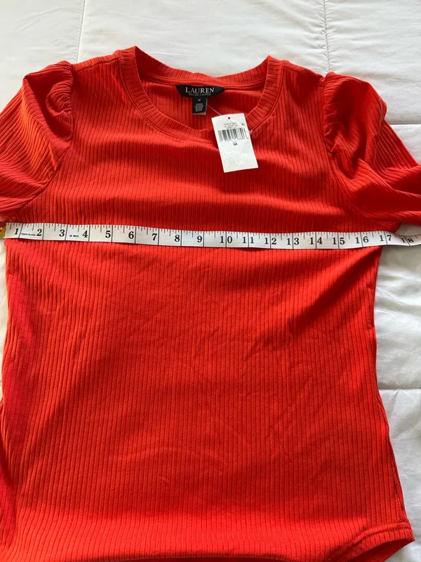 New Lauren Ralph Lauren orange ribbed top size M - Image 5