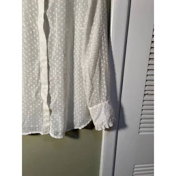 Banana Republic Women's Sz Medium Long Sleeve Drapey Blouse Snow Day White Sheer - Image 6